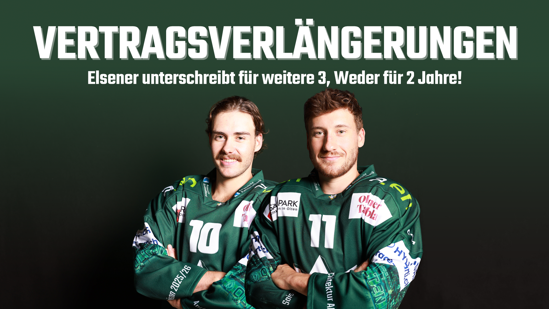 Der EHC Olten verlängert die laufenden Verträge von Dominic Weder und Janis Elsener