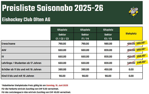 Preise Saisonabos 25 26 EHCO Preise Saisonabos 25 26 EHCO